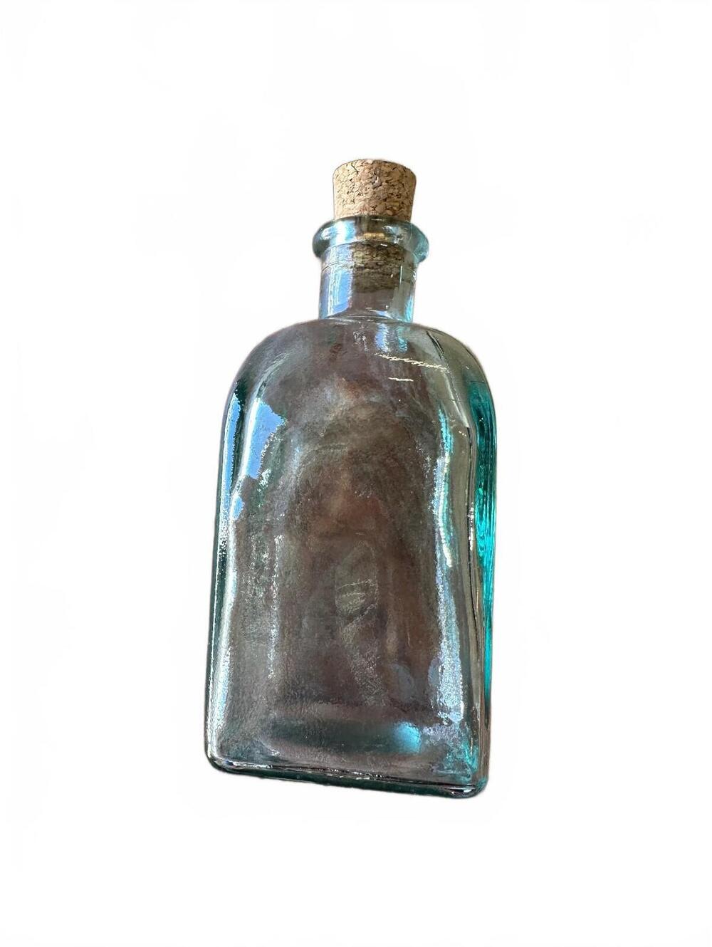 Aqua Recycled Glass Olive Oil Bottle Cork Stopper 5.25"